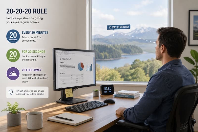 Digital Eye Strain: How to Protect Your Eyes from Screen Fatigue 6 The 20 20 20 Rule in action